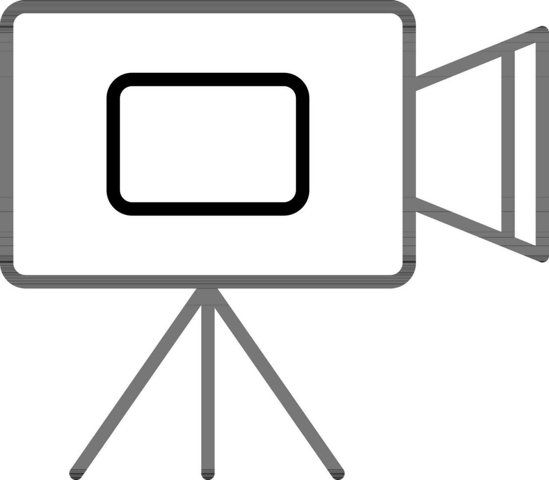 vidéo caméra sur trépied icône dans noir contour. vecteur