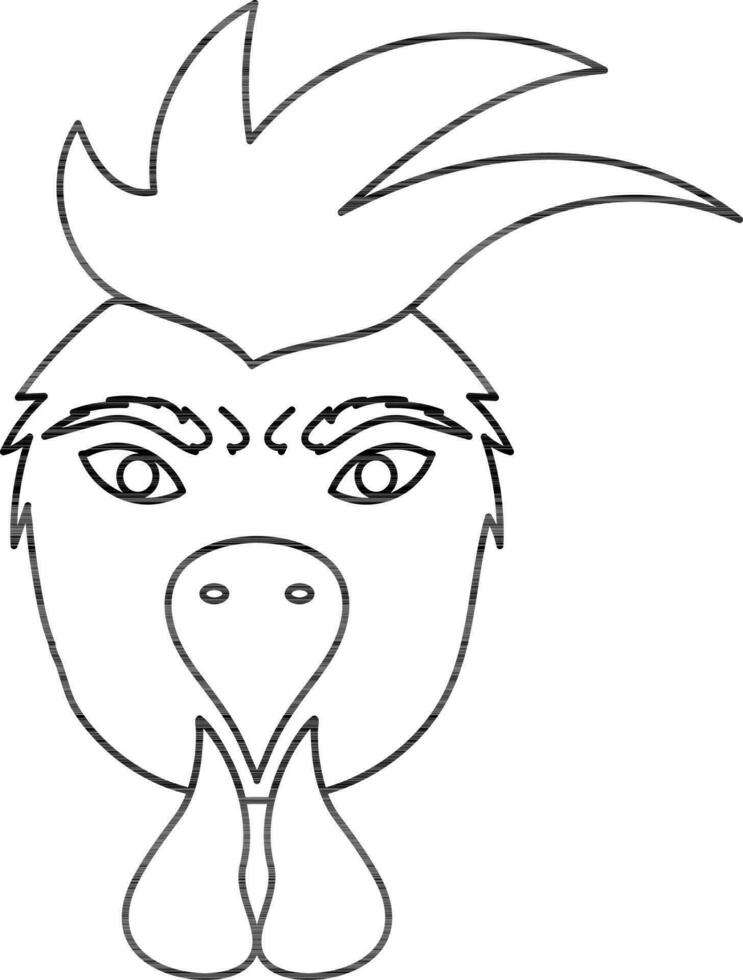 coq dessin animé visage icône dans chinois zodiaque dans accident vasculaire cérébral style. vecteur