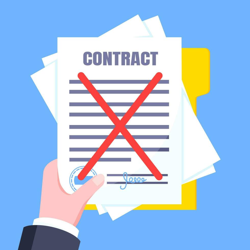 Contrat annulation affaires concept. vecteur