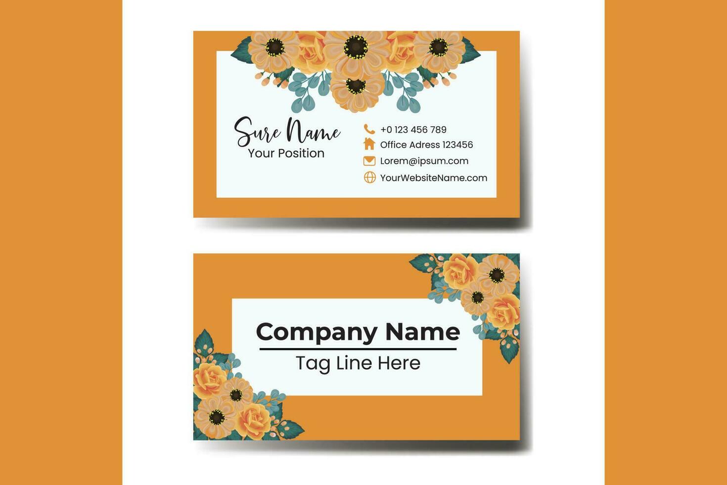 affaires carte modèle Orange Rose fleur aquarelle vecteur