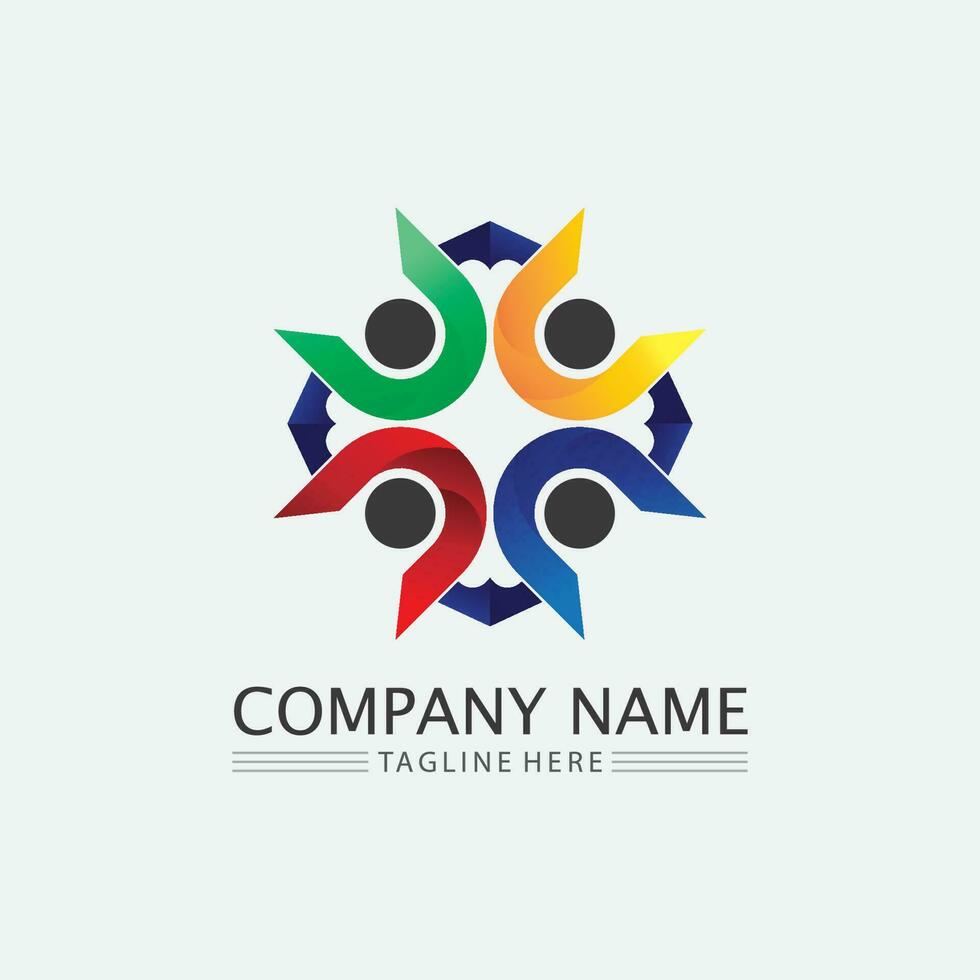 logo de personnes, équipe, succès, travail de personnes, groupe et communauté, vecteur de logo d'entreprise et d'entreprise et soins de conception, icône de la famille logo de réussite