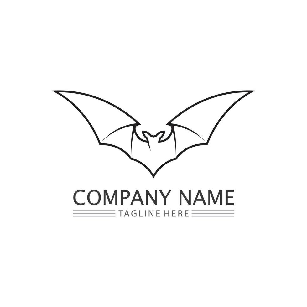 chauve souris logo animal et vecteur, ailes, noir, halloween, vampire, gothique, illustration, conception icône chauve-souris vecteur