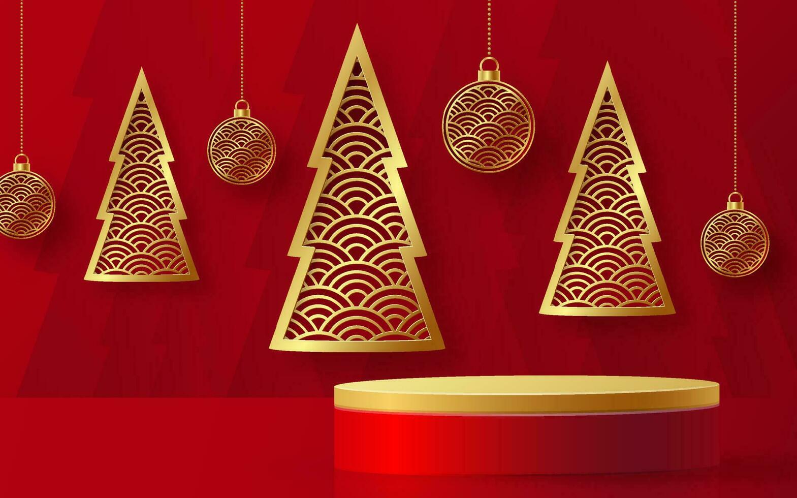 Style de scène ronde podium 3d, pour joyeux noël et bonne année vecteur