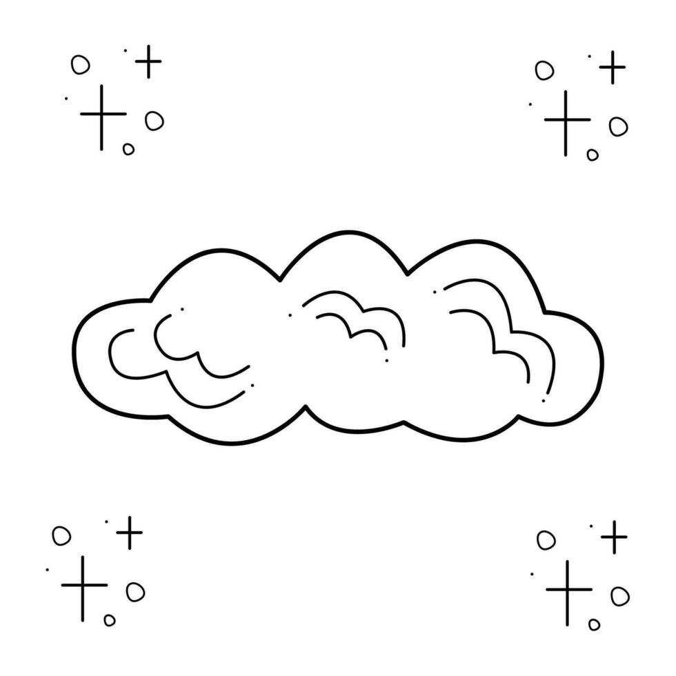 nuage. griffonnage noir et blanc vecteur illustration.