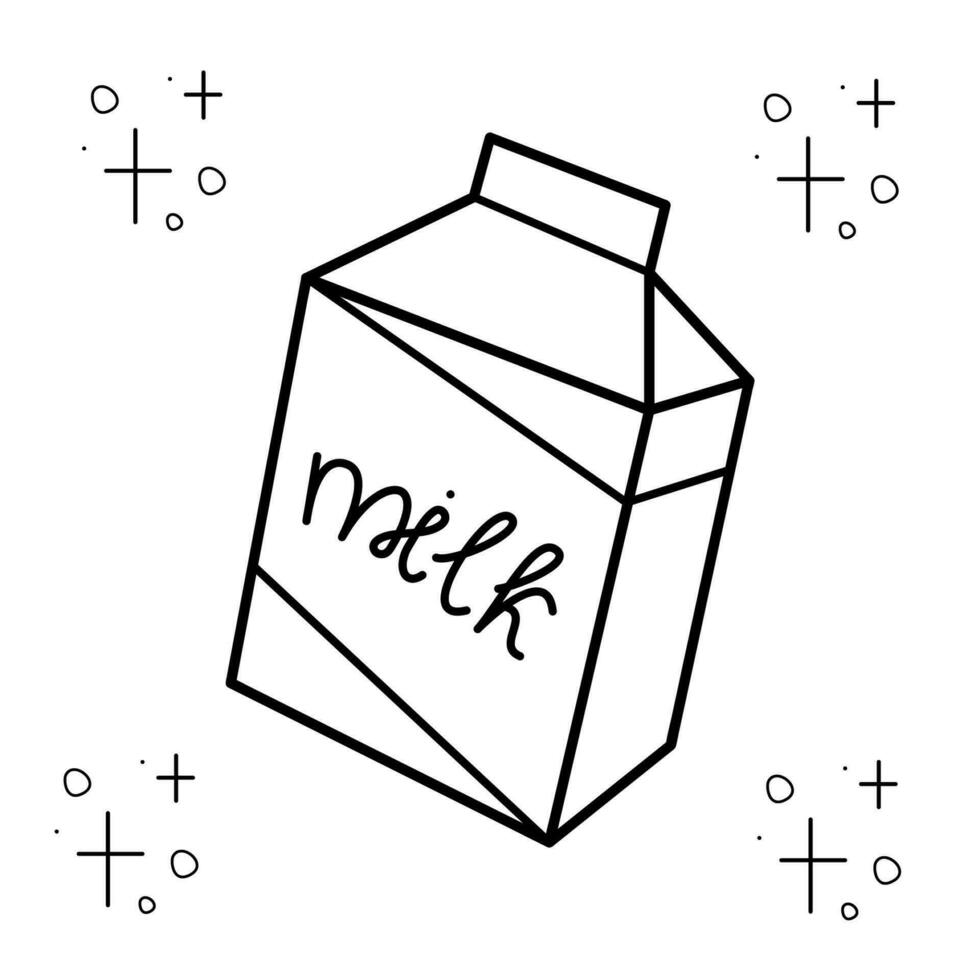 une carton de lait. griffonnage noir et blanc vecteur illustration.