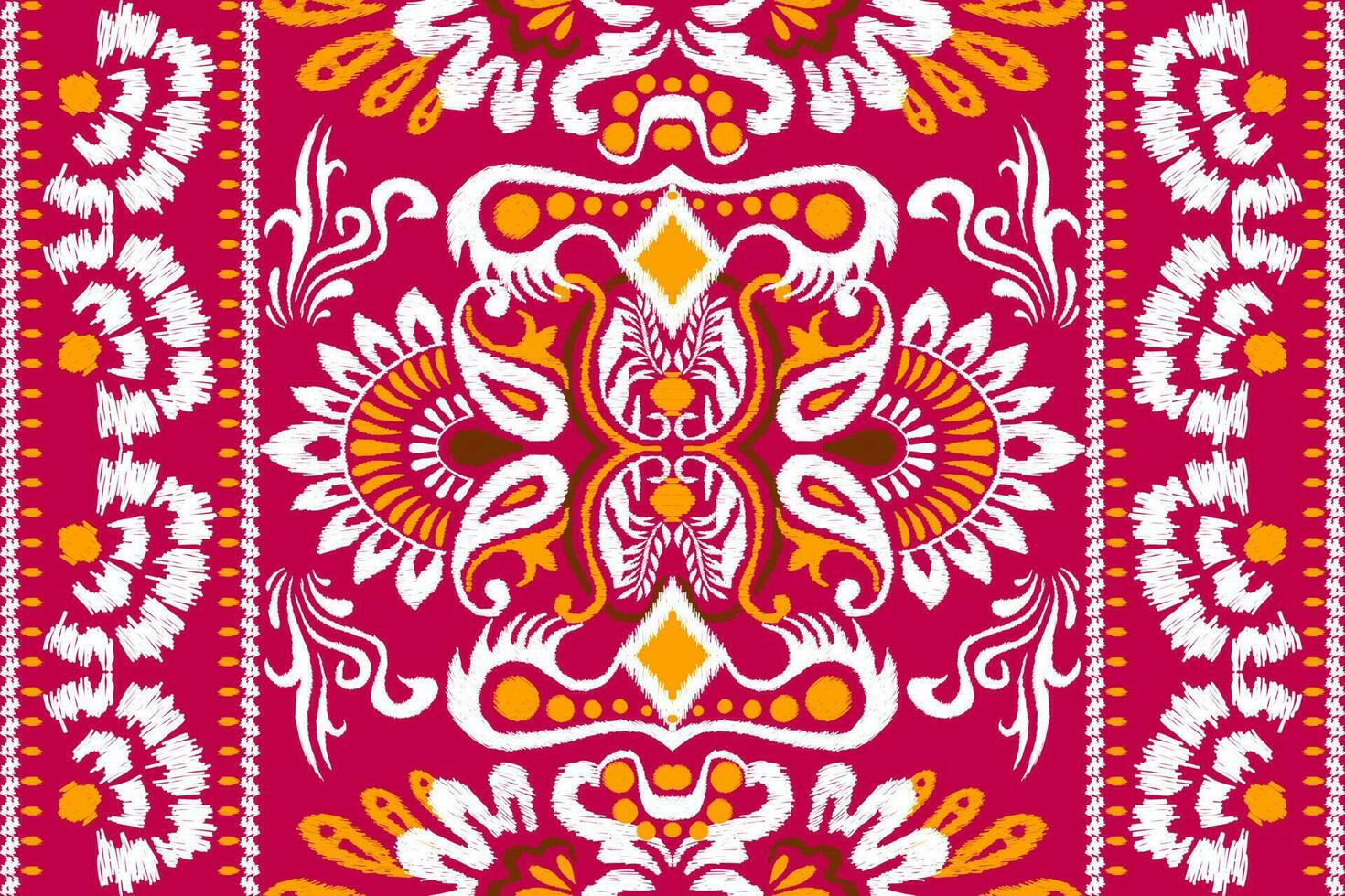 ikat floral paisley broderie sur rose background.ikat ethnique Oriental modèle traditionnel.aztèque style abstrait vecteur illustration.design pour texture, tissu, vêtements, emballage, décoration, tapis, écharpe.