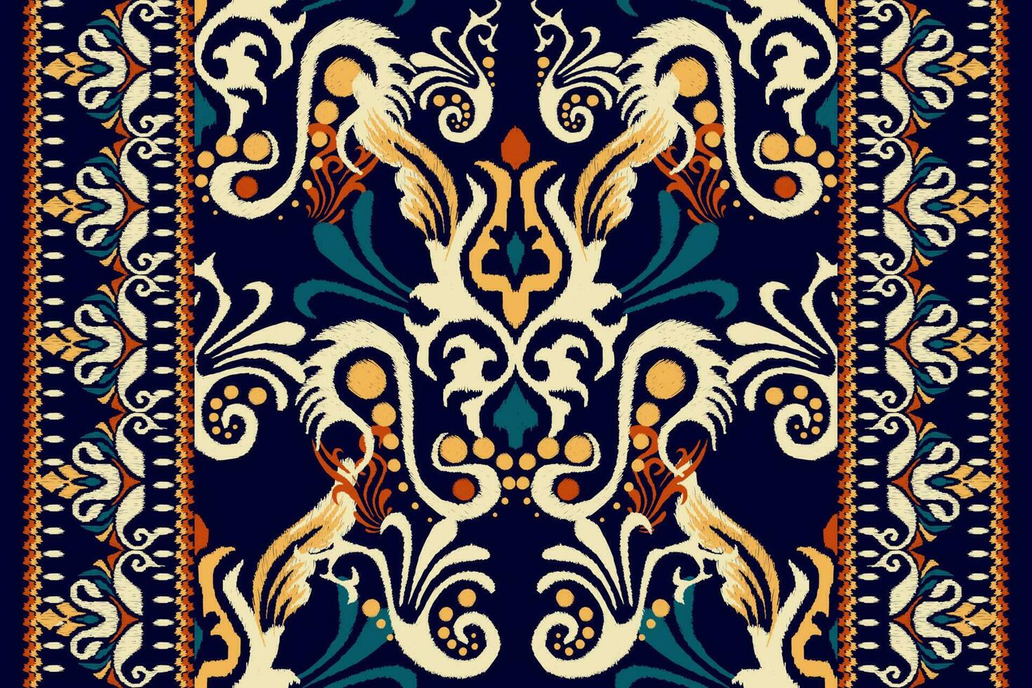 ikat floral paisley broderie sur foncé violet background.ikat ethnique Oriental modèle traditionnel.aztèque style abstrait vecteur illustration.design pour texture,tissu,habillement,emballage,décoration,tapis