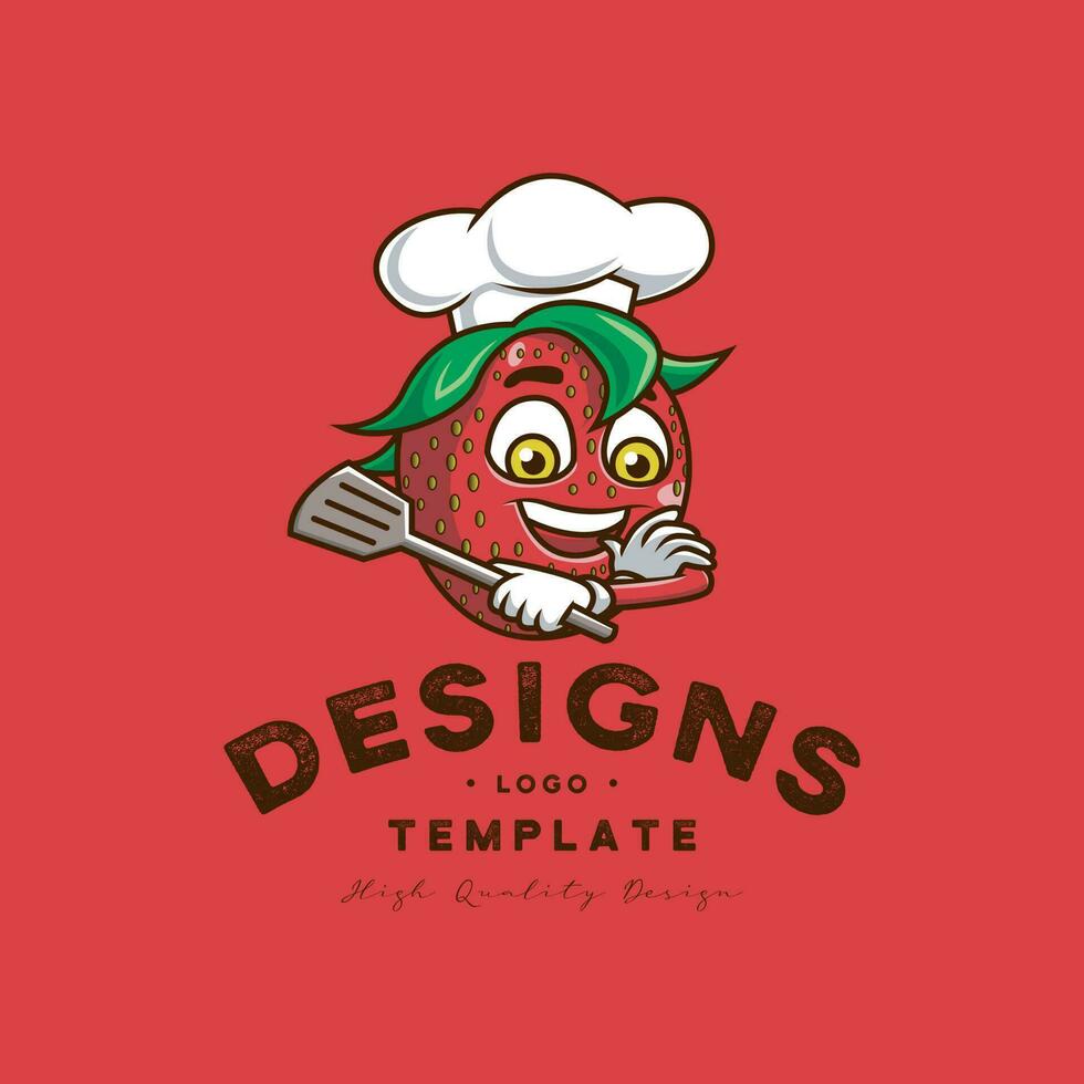 mignonne fraise personnage logo, fraise chef personnage. vecteur