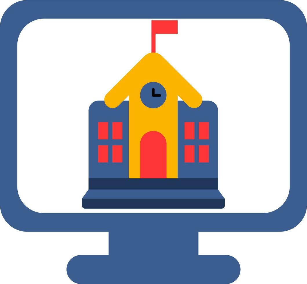 vecteur illustration de école bâtiment dans moniteur écran pour en ligne éducation ou apprentissage.