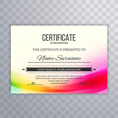 Certificat Premium Template Awards Diplôme de vague colorée illust vecteur