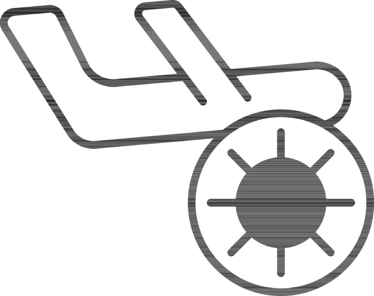 ligne art illustration de virus avec avion icône. vecteur