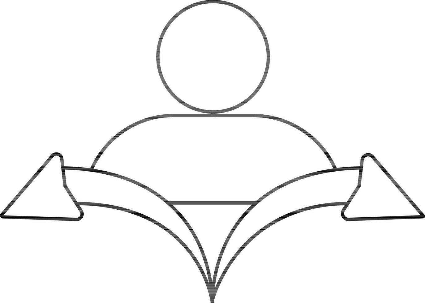 illustration de employé icône avec La Flèche signe dans accident vasculaire cérébral style. vecteur