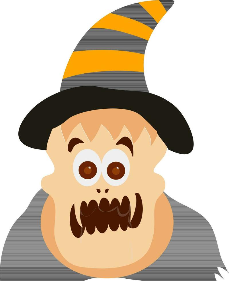 illustration de effrayant zombi dans sorcière chapeau. vecteur
