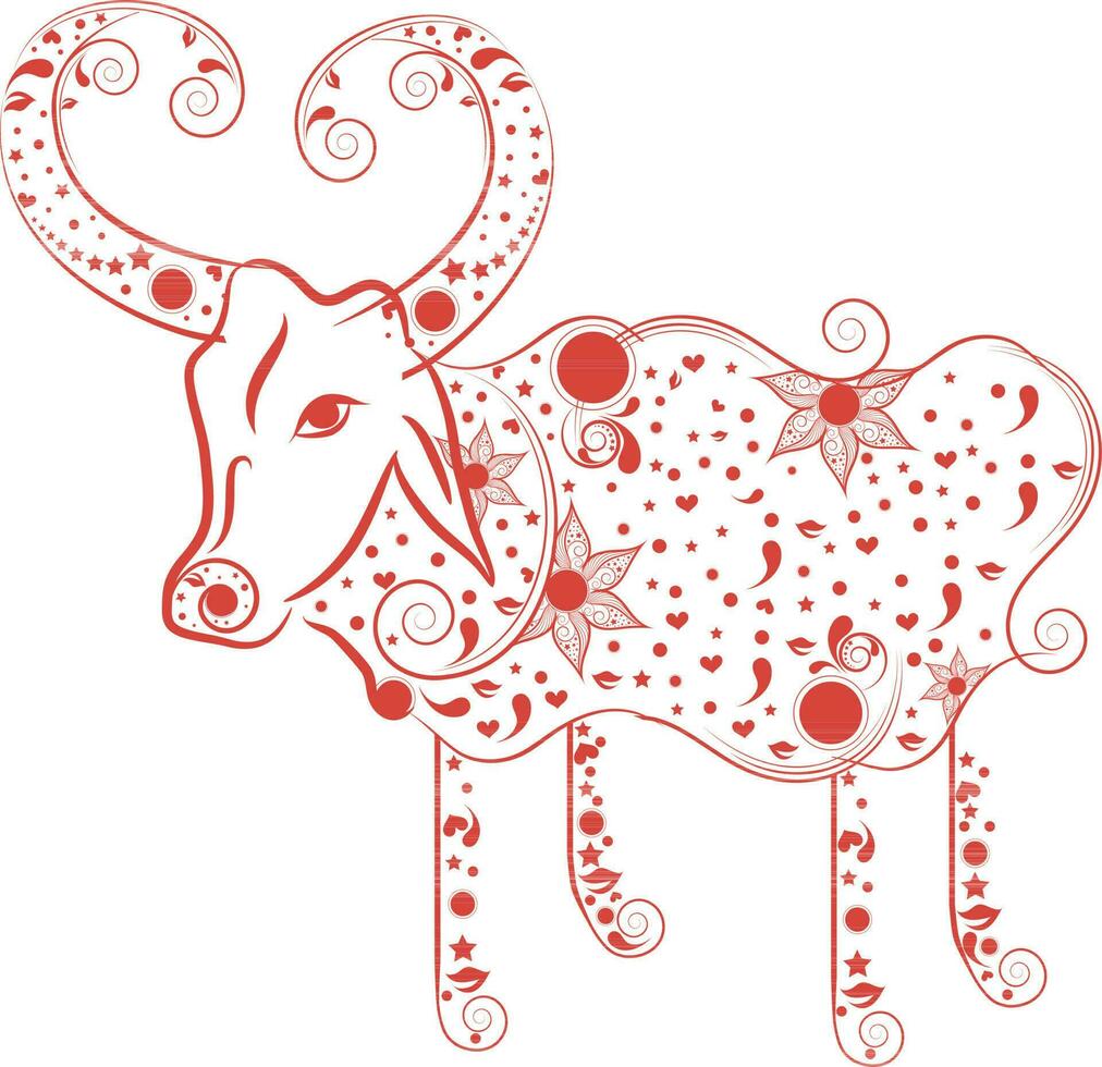 floral conception de taureau dans Taureau dans zodiaque signe. vecteur