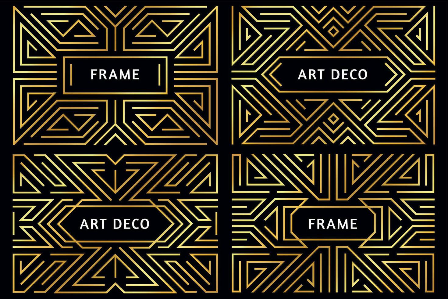 art déco cadres. ancien d'or ligne frontière, décoratif or ornement et luxe abstrait géométrique Cadre les frontières vecteur illustration