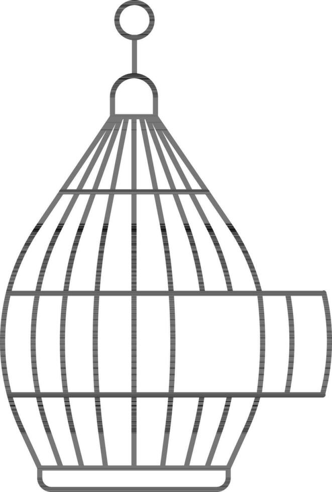 oiseau cage icône dans mince ligne art. vecteur