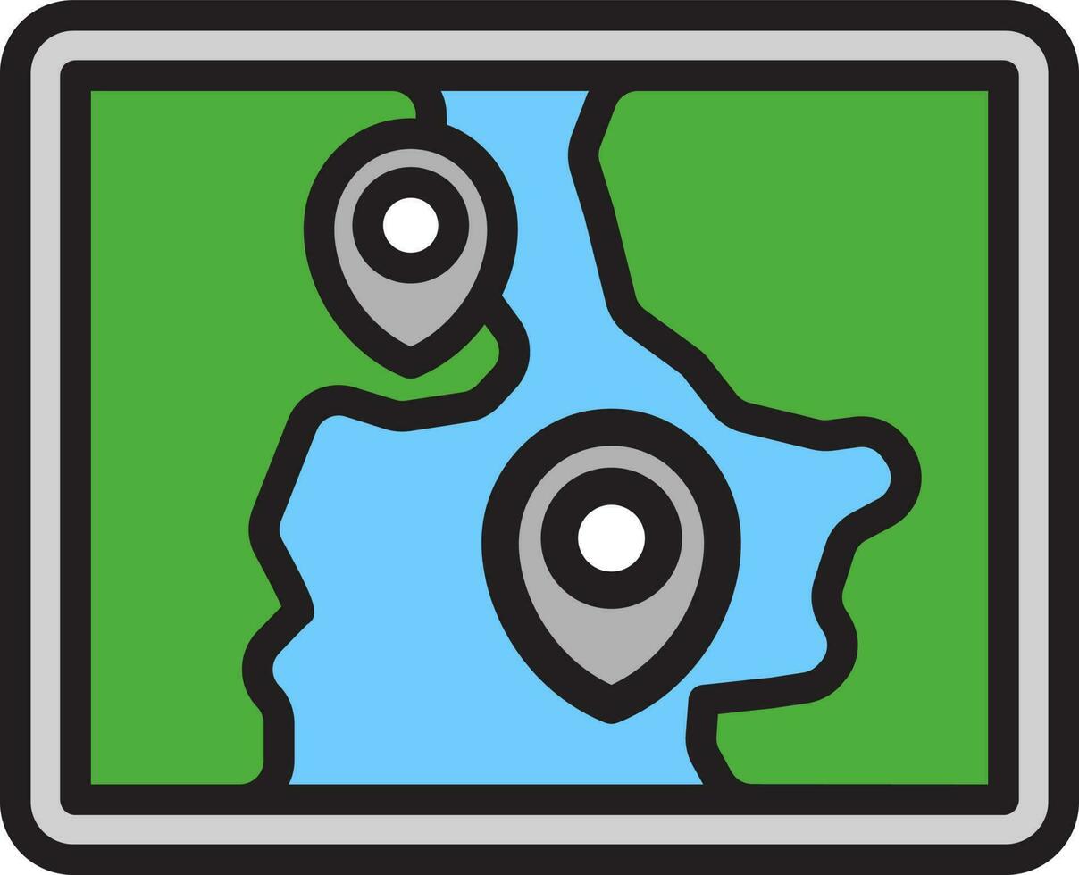 illustration de carte emplacement icône dans vert et bleu couleur. vecteur