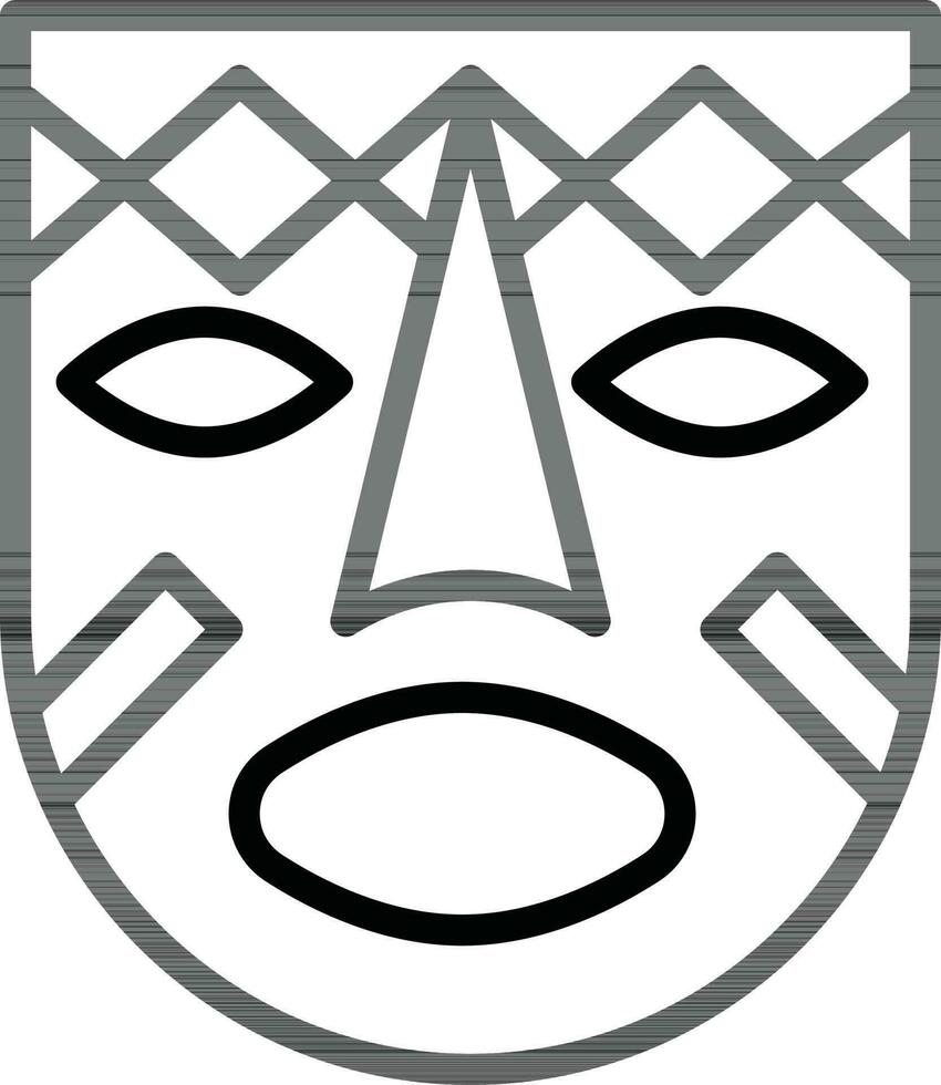 noir ligne art illustration de tribal visage masque icône. vecteur