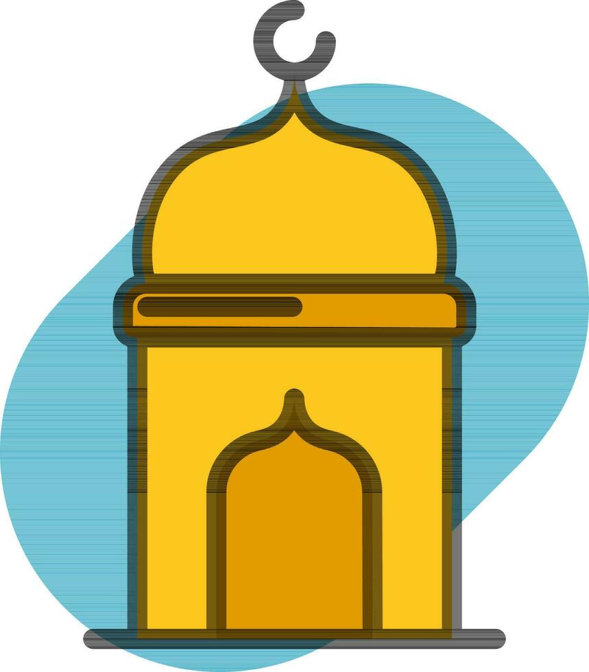 Jaune mosquée icône sur bleu rond Contexte. vecteur