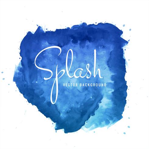 Splash bleu aquarelle belle peinture à la main sur fond blanc vecteur