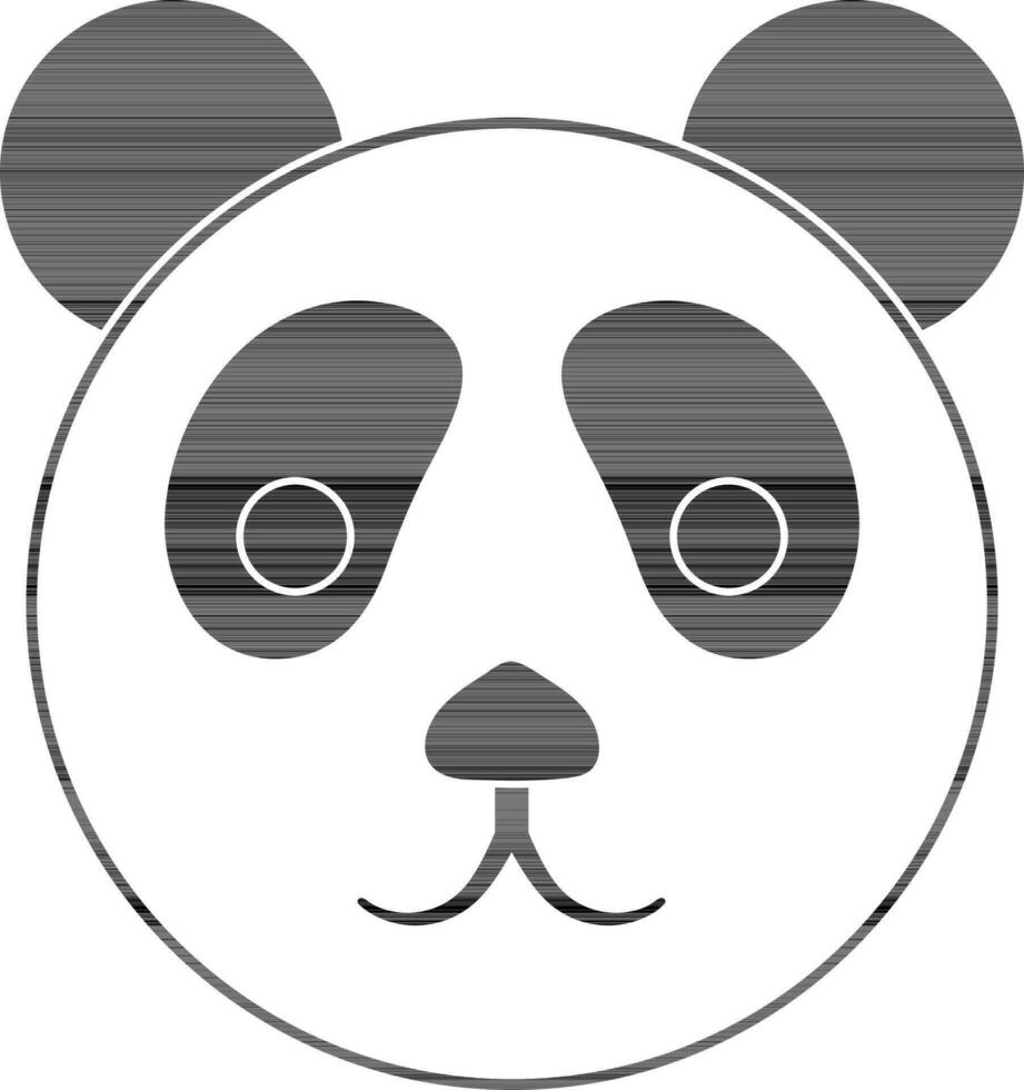 mignonne Panda ours visage icône dans noir et blanc style. vecteur