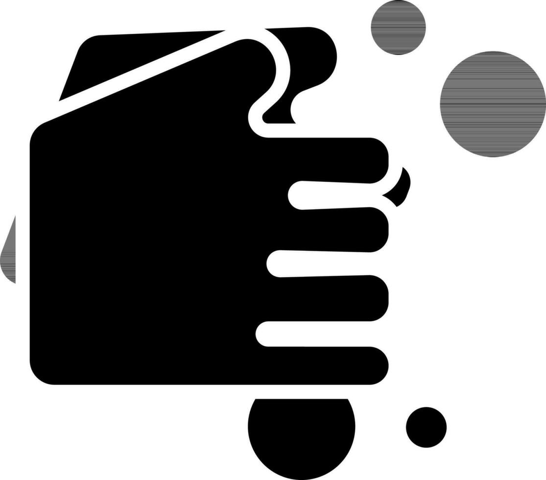 illustration de paume frottement main glyphe icône dans plat style. vecteur