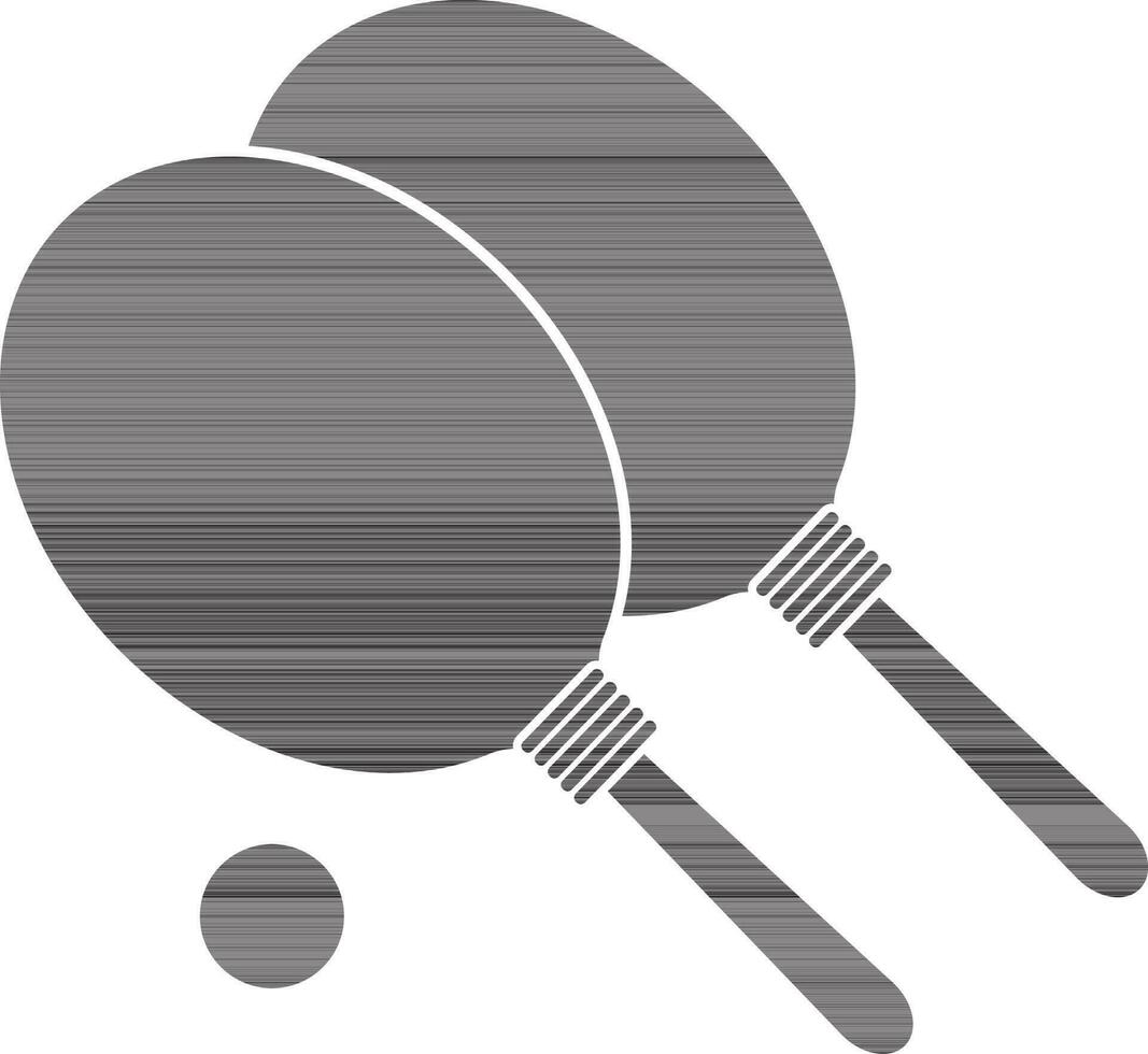 tennis raquettes avec Balle dans noir et blanc couleur. vecteur