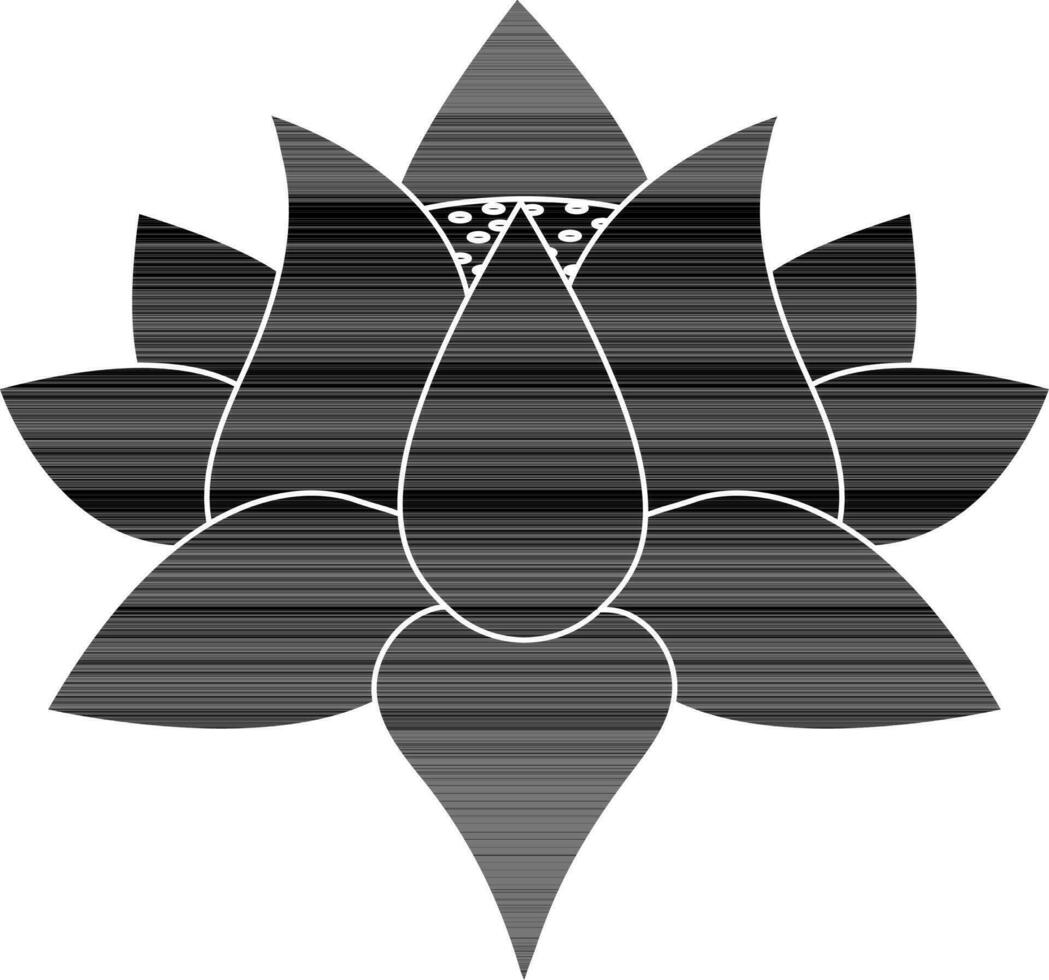 plat style lotus fleur dans noir et blanc couleur. vecteur