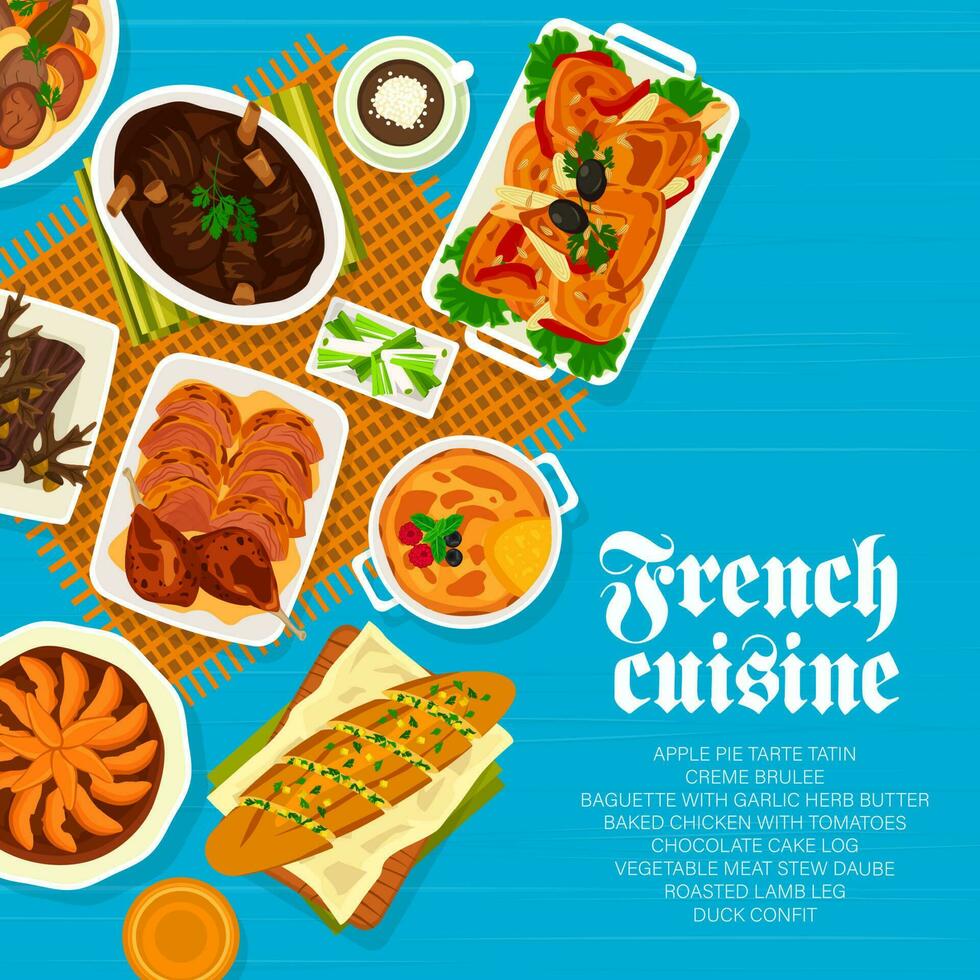 français cuisine menu couverture conception vecteur modèle