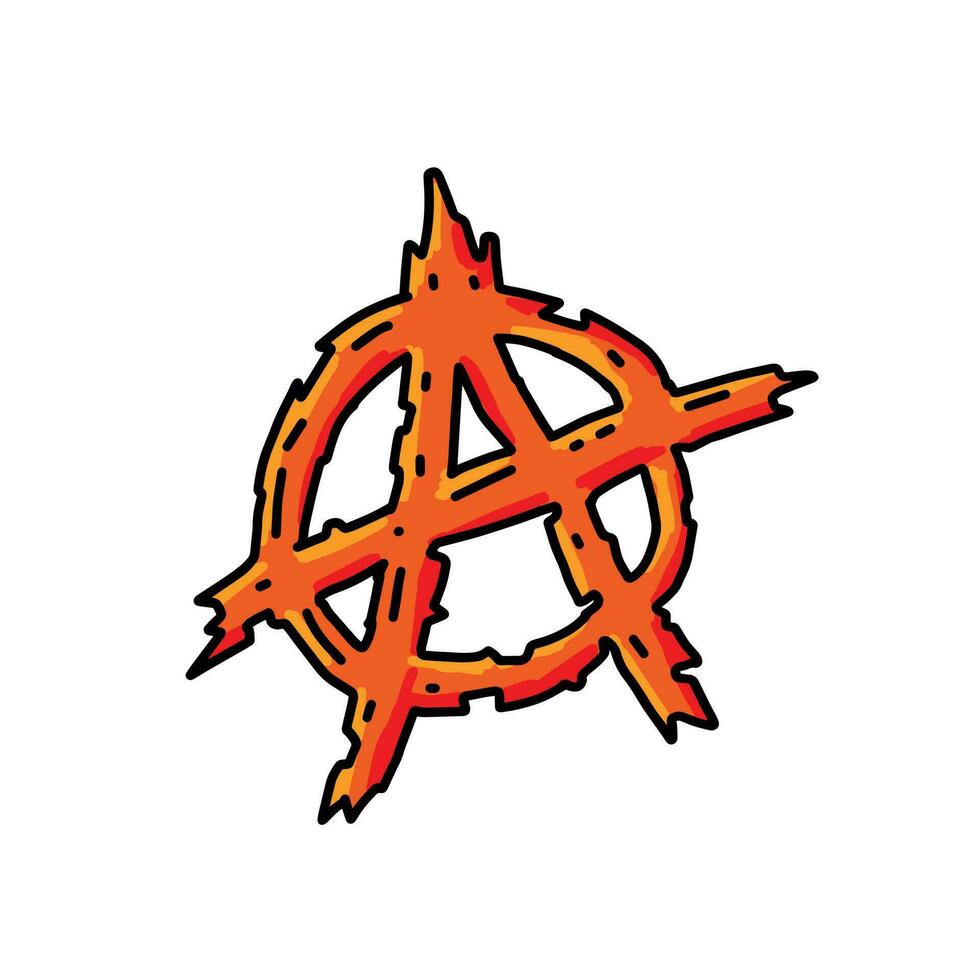 anarchie. lettre une dans le cercle. symbole de le chaos et rébellion. rouge brosse icône. vecteur