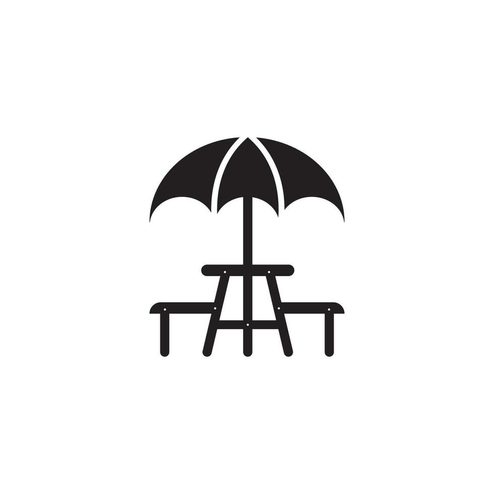 parapluie avec pique-nique table icône vecteur