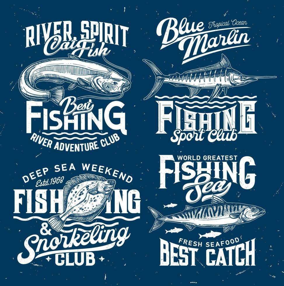 pêche club Icônes, sport T-shirt impression modèles vecteur