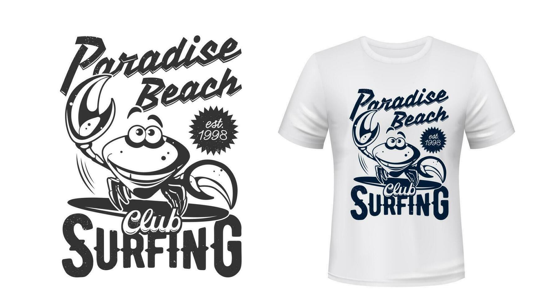 T-shirt Marin imprimer, surfant club paradis plage vecteur