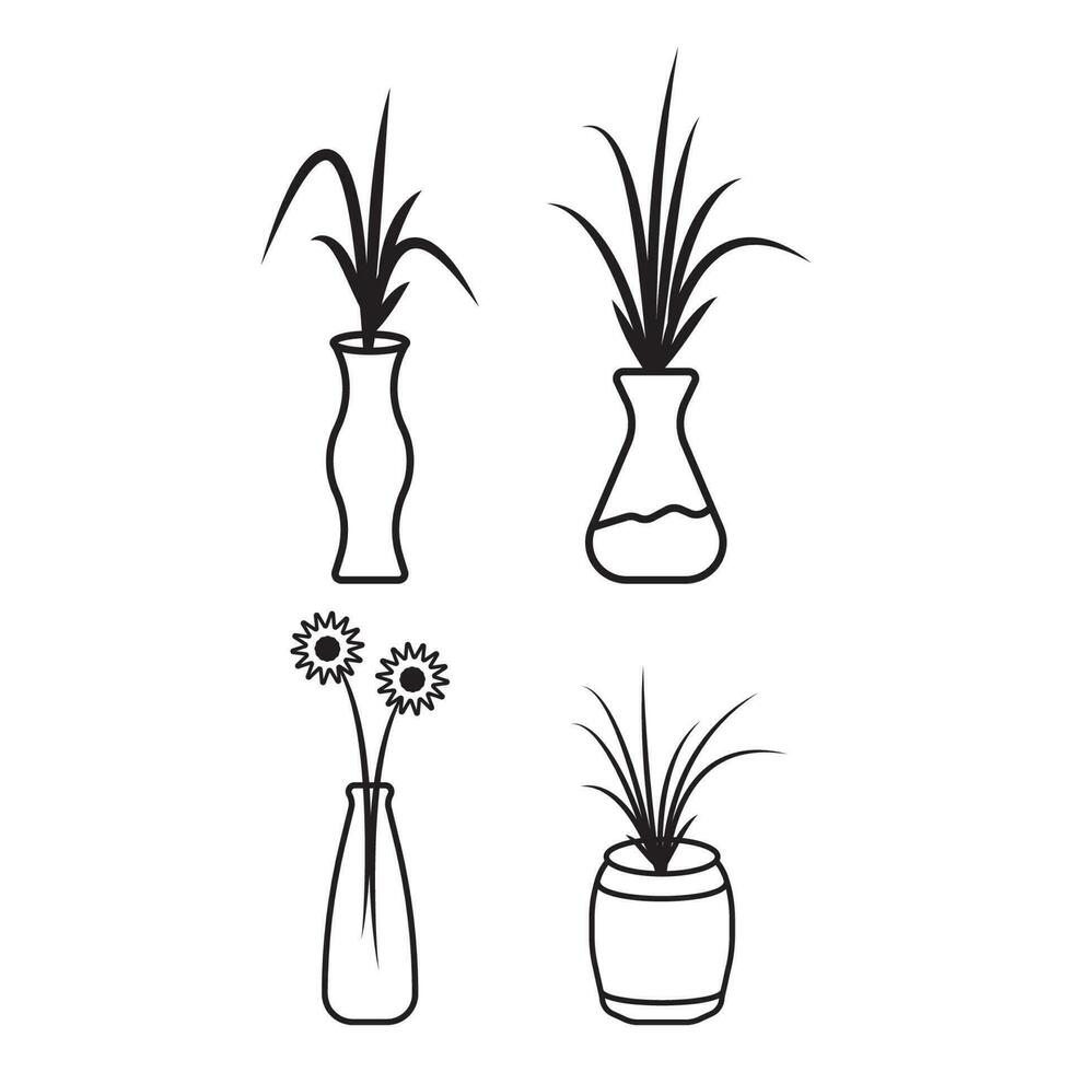 vecteur d'icône de vase à fleurs
