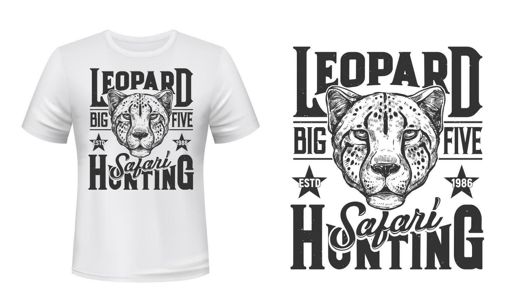 africain safari T-shirt imprimer, léopard panthère vecteur