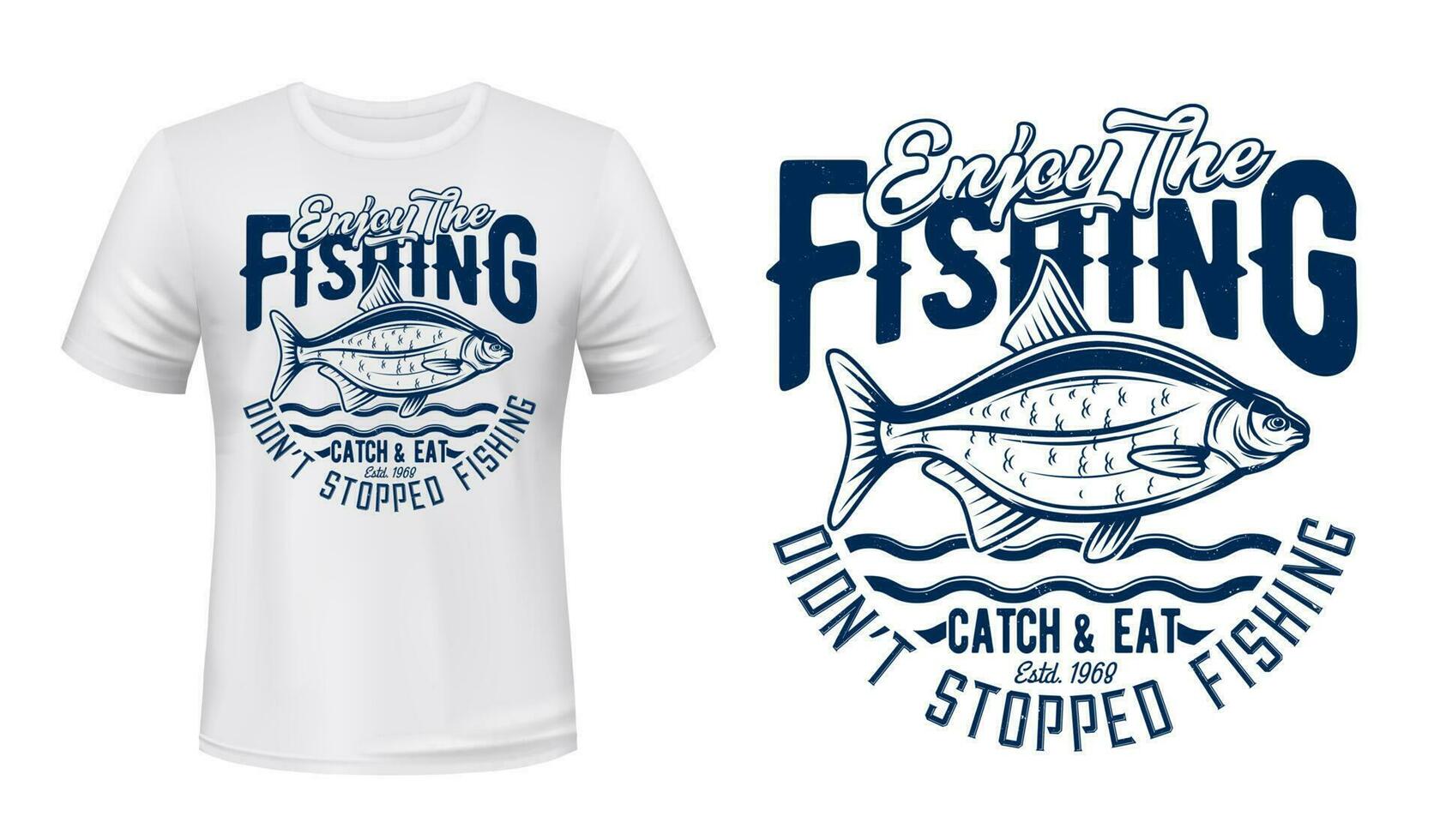 crucian poisson T-shirt imprimer, pêche sport vecteur