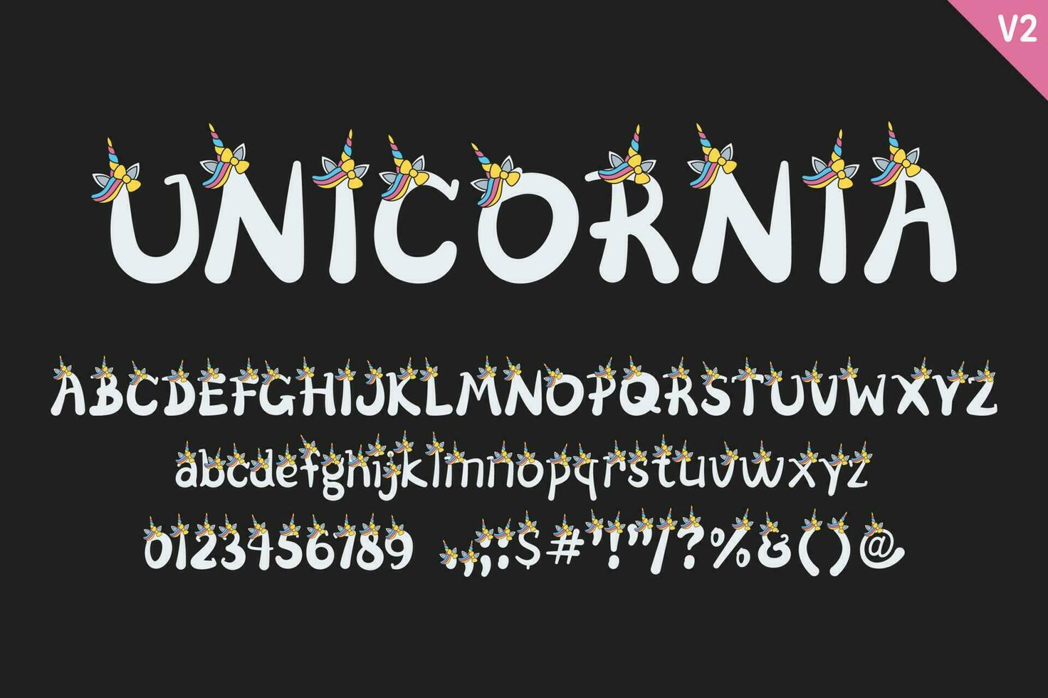 fabriqués à la main licorne des lettres. Couleur Créatif art typographique conception vecteur