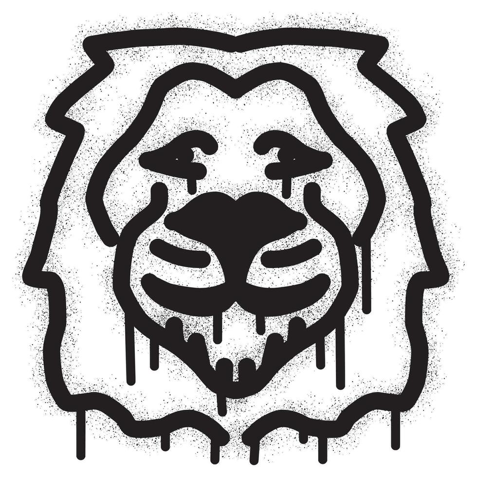 Lion tête graffiti avec noir vaporisateur peindre vecteur