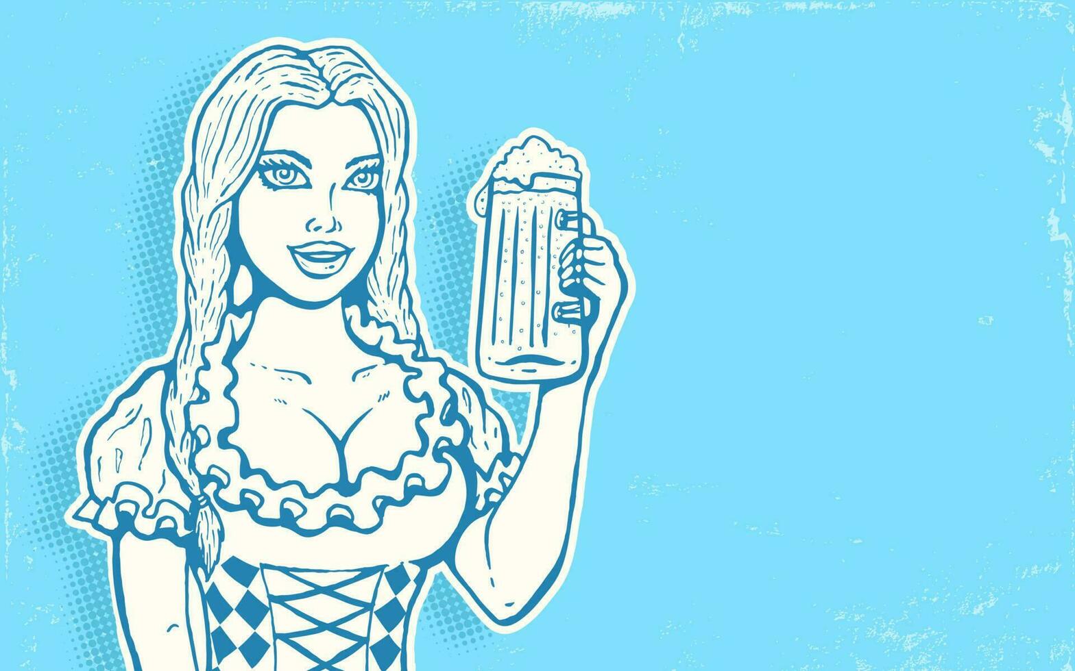 vecteur oktoberfest fille avec Bière