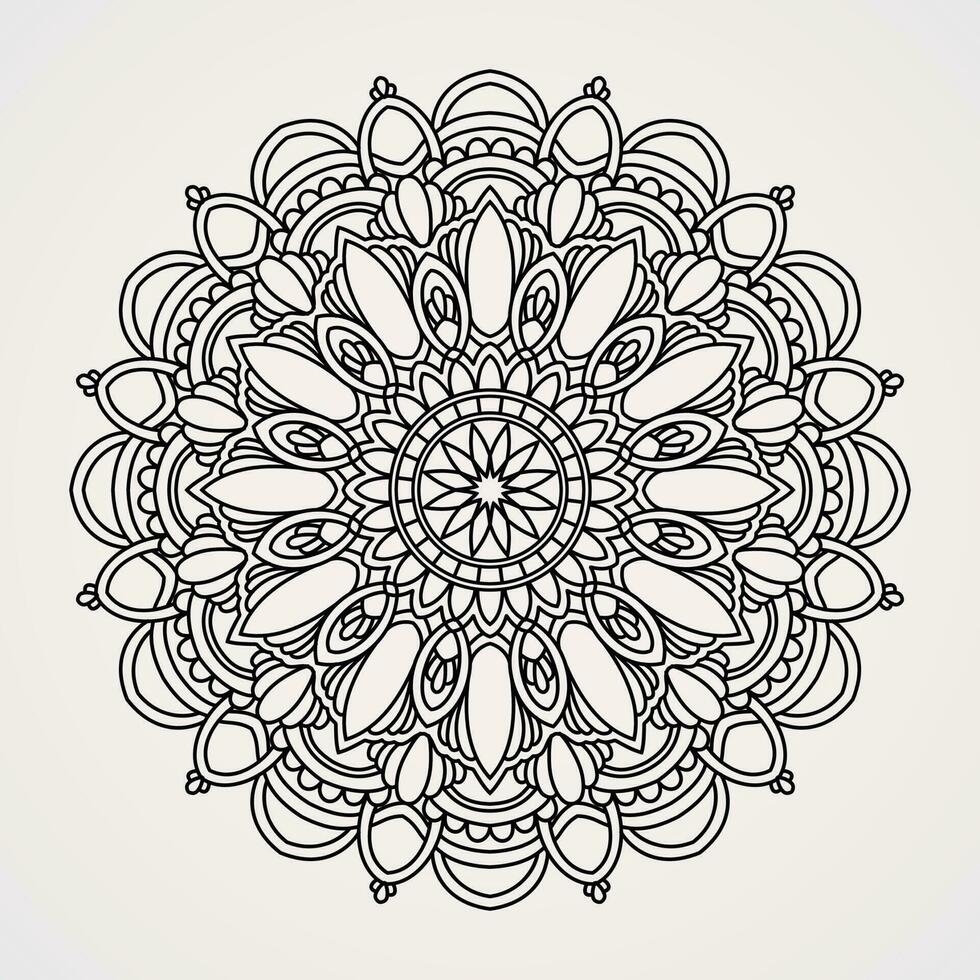 monochrome mandala décoratif avec fleur ornement. adapté pour henné, tatouages, coloration livres. Islam, hindou, bouddha, Inde, Pakistan, Chinois, arabe vecteur