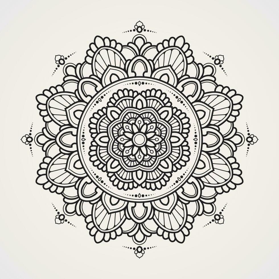 circulaire floral ornements forme une magnifique mandala. adapté pour henné, tatouages, coloration livres vecteur