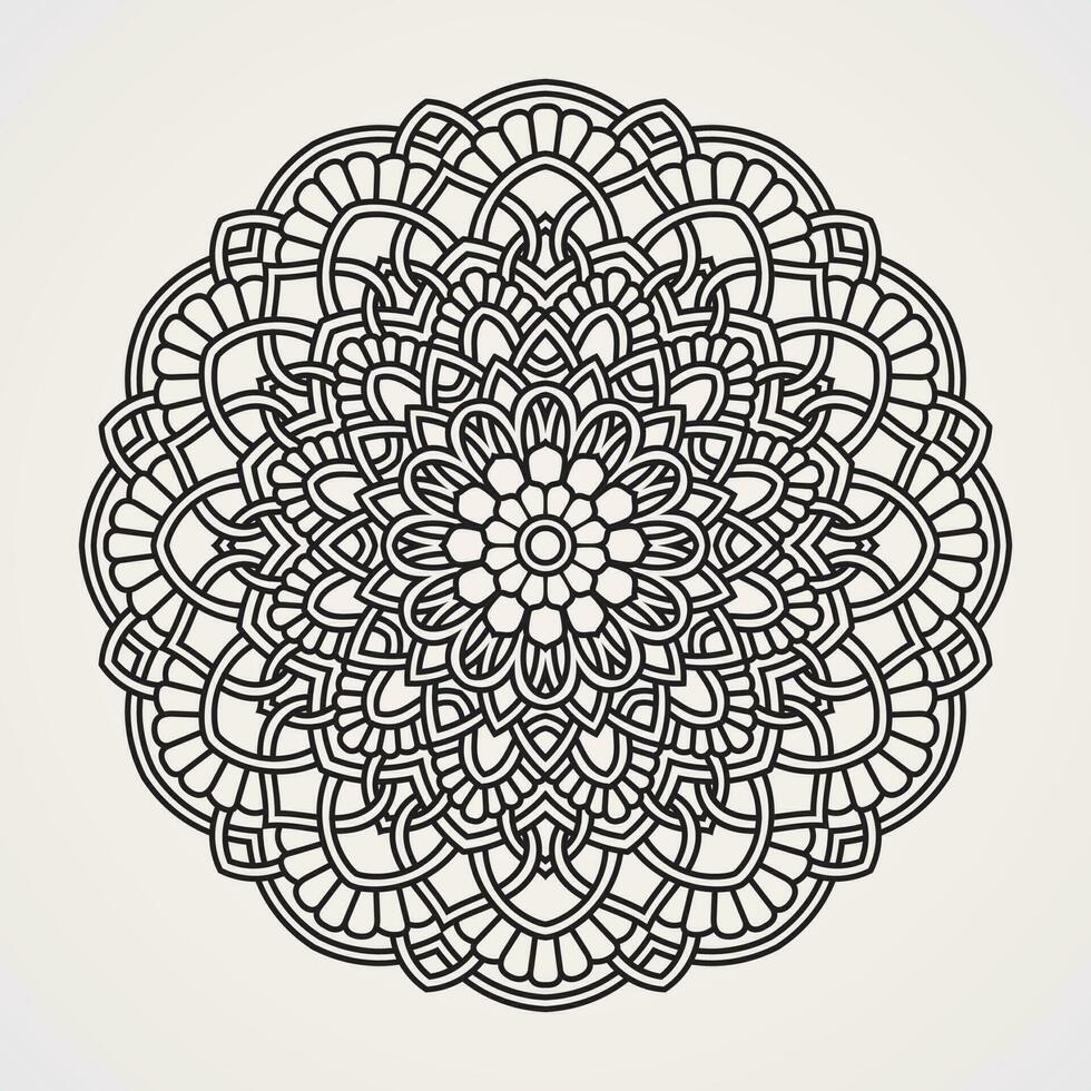 symétrique mandala avec continu lignes. adapté pour henné, tatouages, Photos, coloration livres. Islam, hindou, bouddha, Inde, Pakistan, Chinois, arabe vecteur