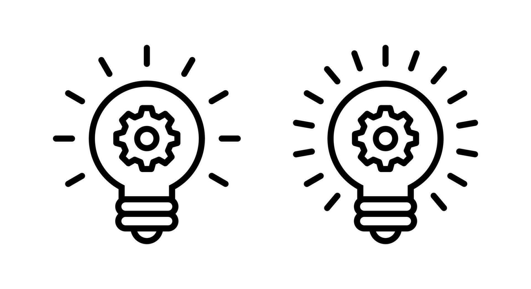 la créativité, idée, ampoule icône vecteur. lampe symbole avec équipement vecteur
