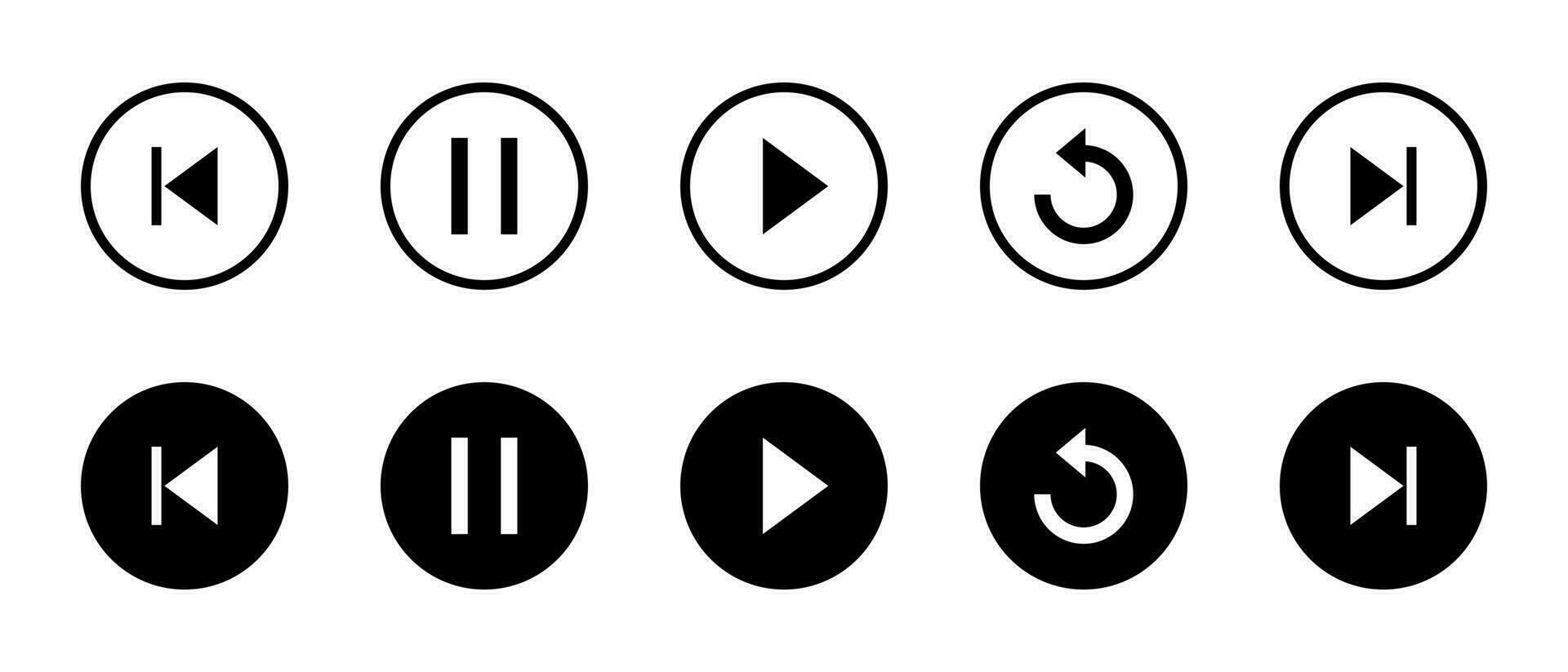 jouer, pause, rejouer, précédent, et suivant Piste icône vecteur. éléments pour vidéo diffusion app vecteur