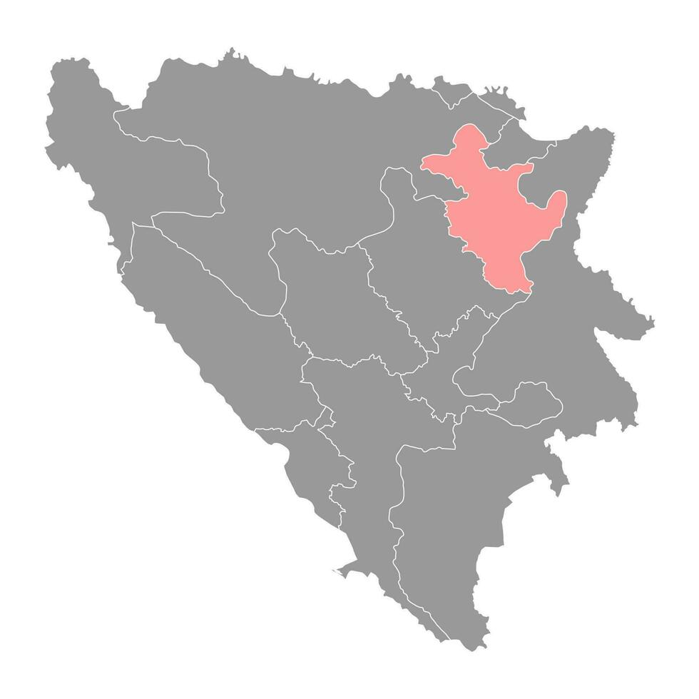 tuzla canton carte, administratif district de fédération de Bosnie et herzégovine. vecteur illustration.