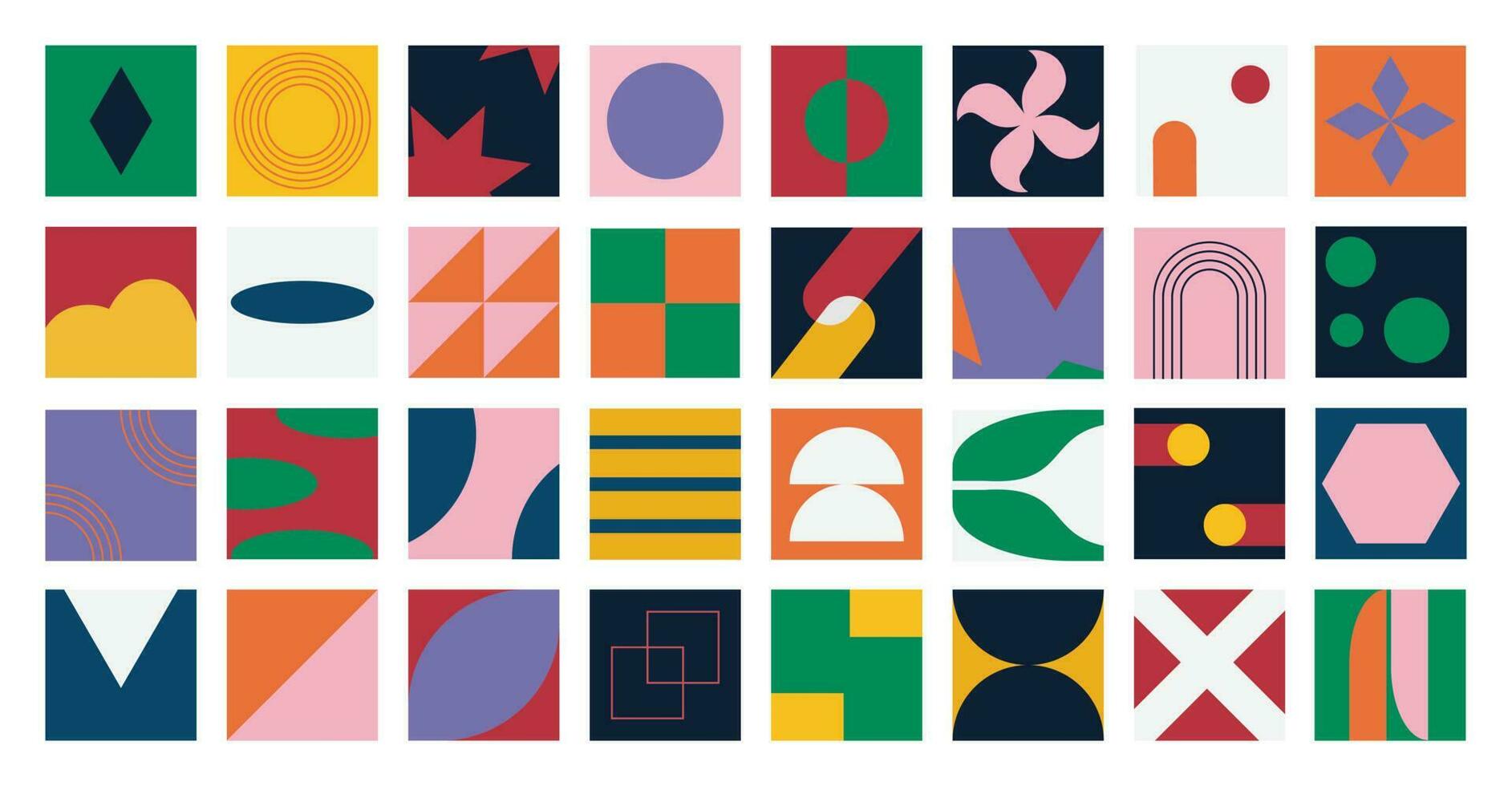 ensemble de géométrique modèle élément dans Années 70 style. rétro sensationnel abstrait collection de vibrant coloré formes, cercles, polygone. moderne branché illustration conception pour couverture, tissu, affiche, mur art. vecteur