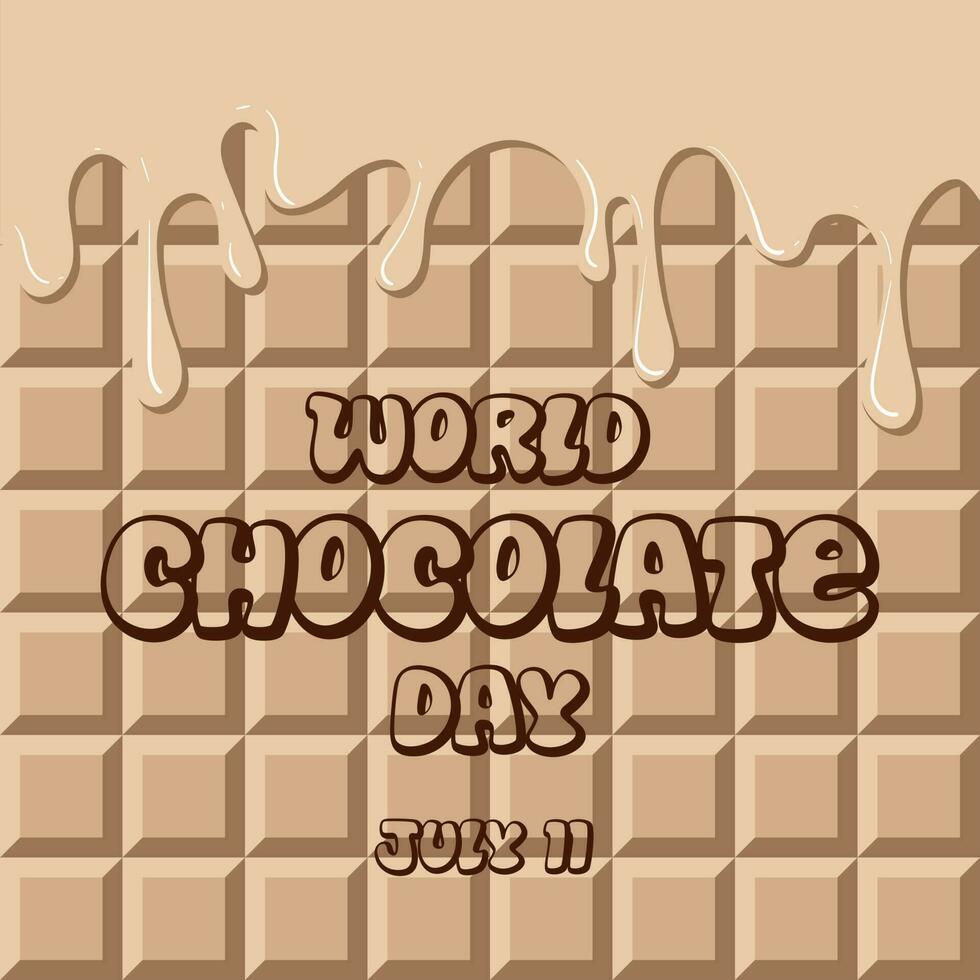 vecteur dessiné à la main illustration de blanc, Lait Chocolat avec taches pour monde Chocolat journée. le une inscription monde Chocolat journée est juillet 11. un idée pour une affiche, une carte postale.