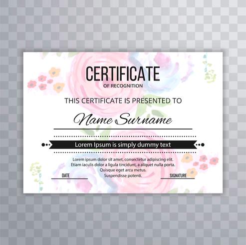 Gabarit de certificat Premium diplôme diplomé floral illu vecteur