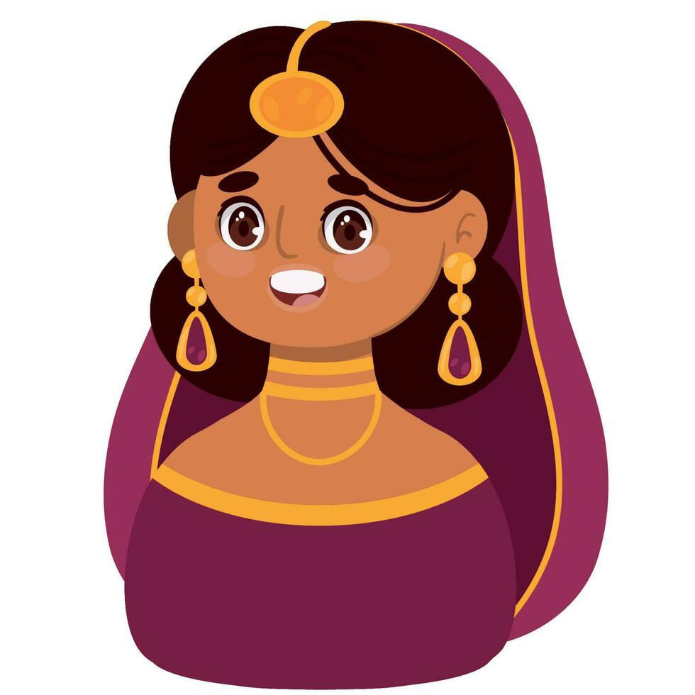 dessin animé femme indienne vecteur