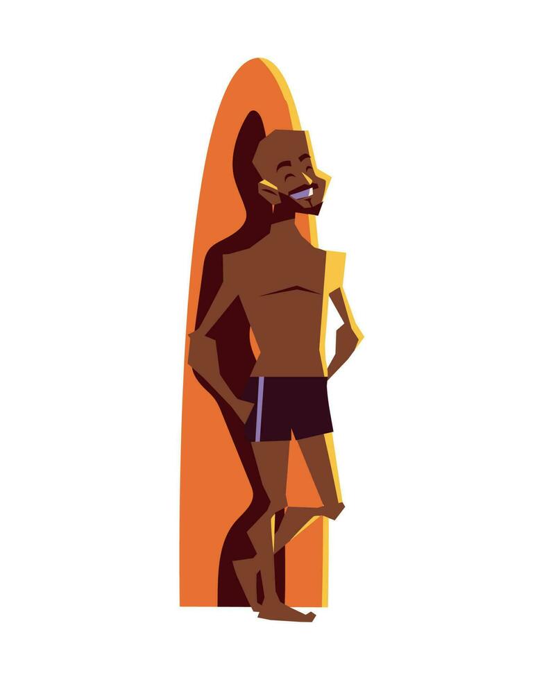 surfeur avec planche de surf icône isolé vecteur